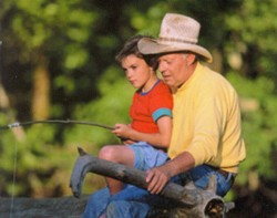 Photo man and grandson fishing